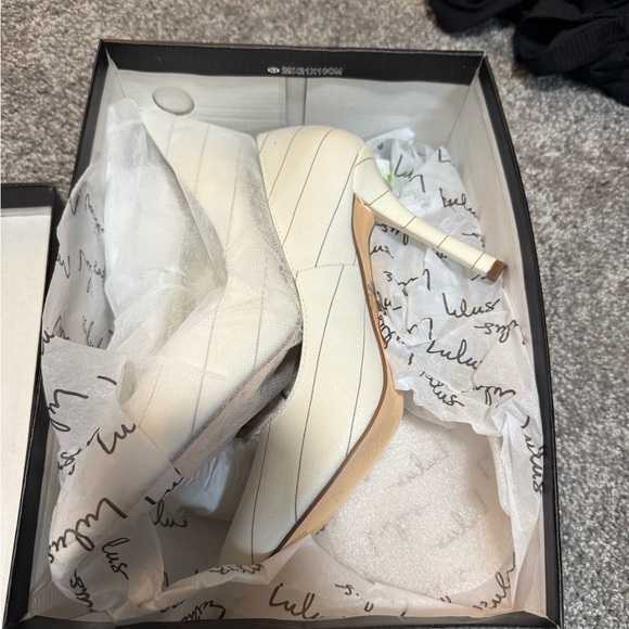 Lulu's White Pinstripe Heels - Picture 5 of 6